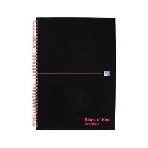 Black n Red A4 Recycled Wirebound Hardback Notebook PK5
