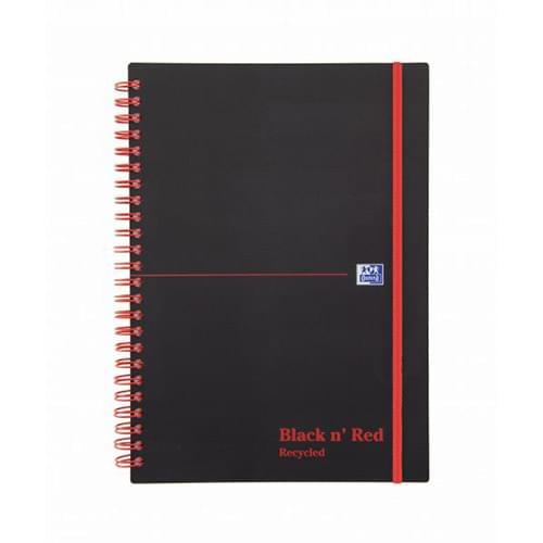 Black n Red A5 Recycled Wirebound Polypropylene Cover Notebook PK5