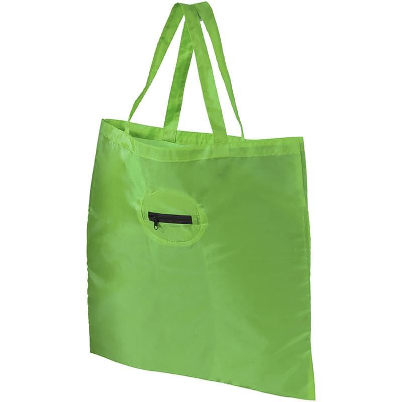 Take-away foldable shopping tote bag with keychain