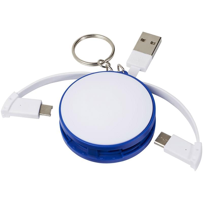 Wrap-around 3-in-1 charging cable with keychain