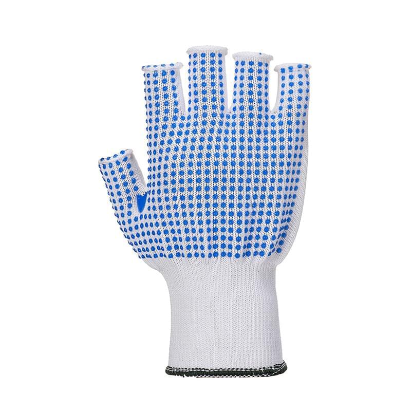 Portwest Fingerless Polka Dot Glove White/Blue