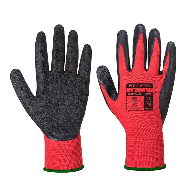 Portwest Flex Grip Latex Glove Red/Black