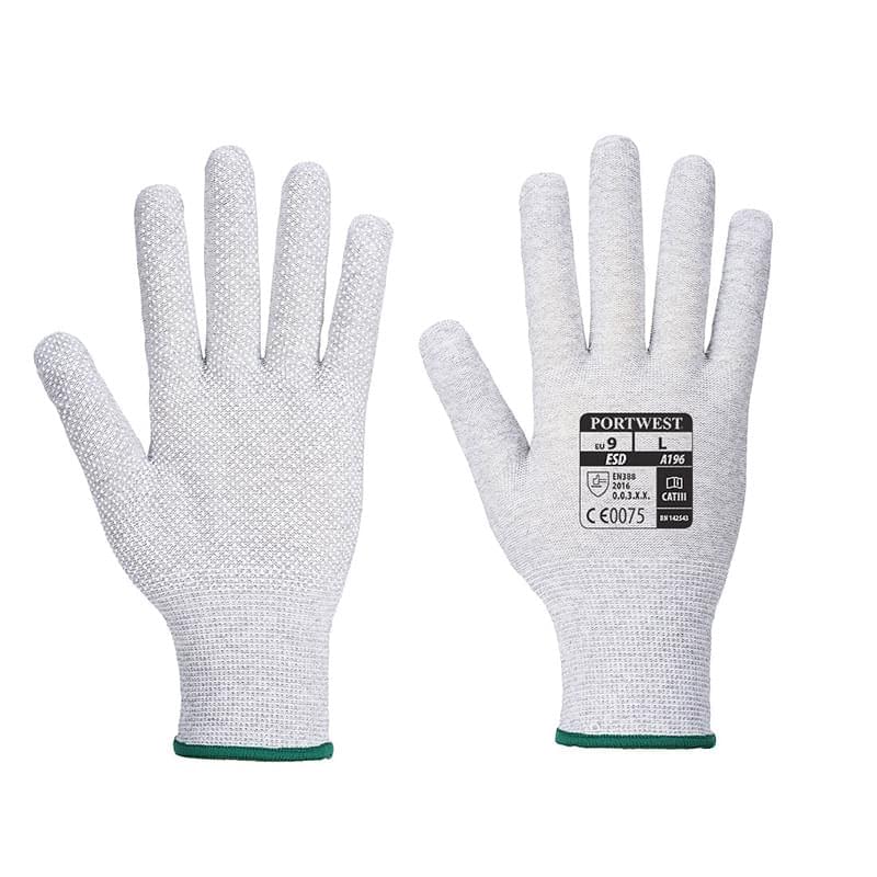 Portwest Antistatic Micro Dot Glove Grey/White