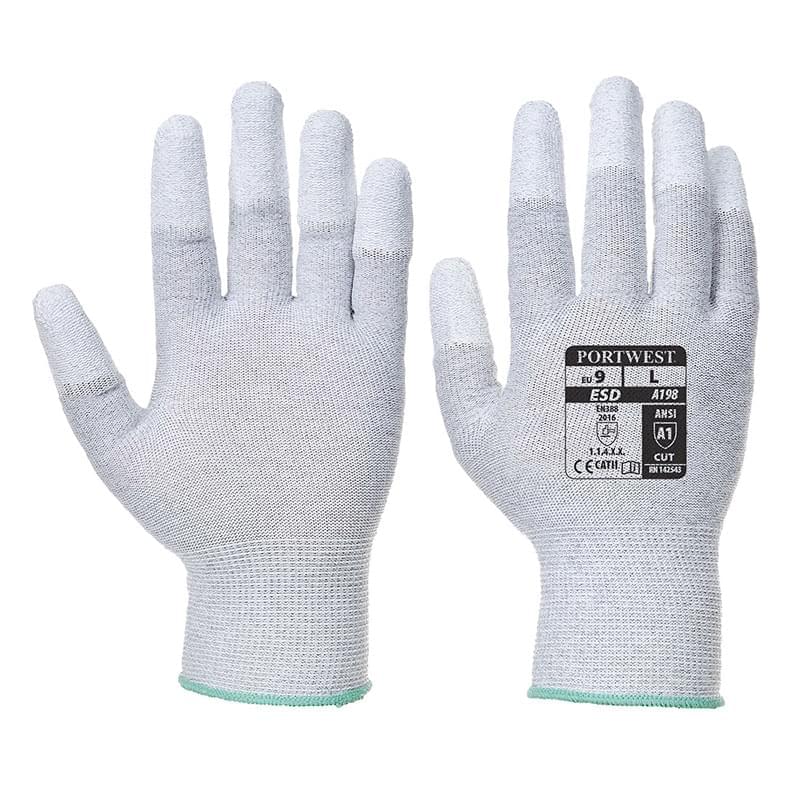 Portwest Antistatic PU Fingertip Glove Grey