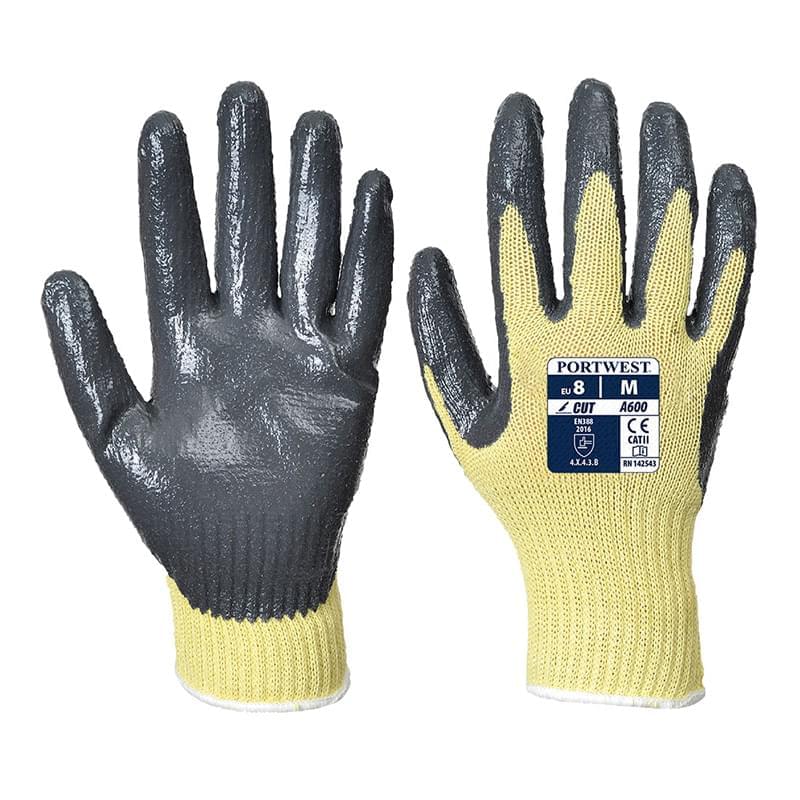 Portwest Cut Nitrile Grip Glove Yellow/Grey