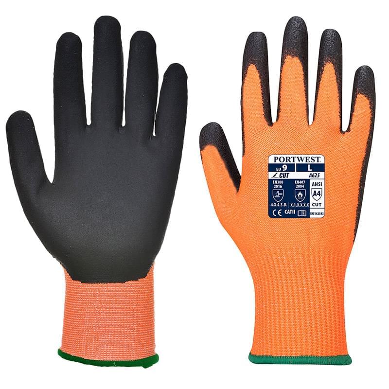 Portwest Vis-Tex PU Cut Resistant Glove Orange/Black