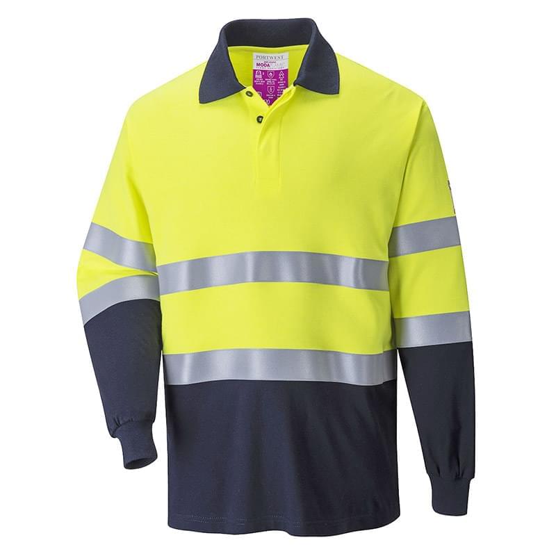 Portwest Flame ResistantHi-Vis 2-Tone Polo Shirt Yellow