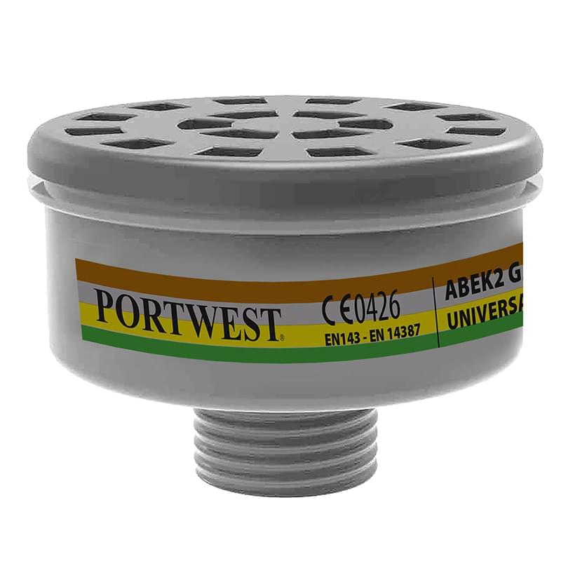 Portwest ABEK2 Gas Filter Universal Thread Black Black