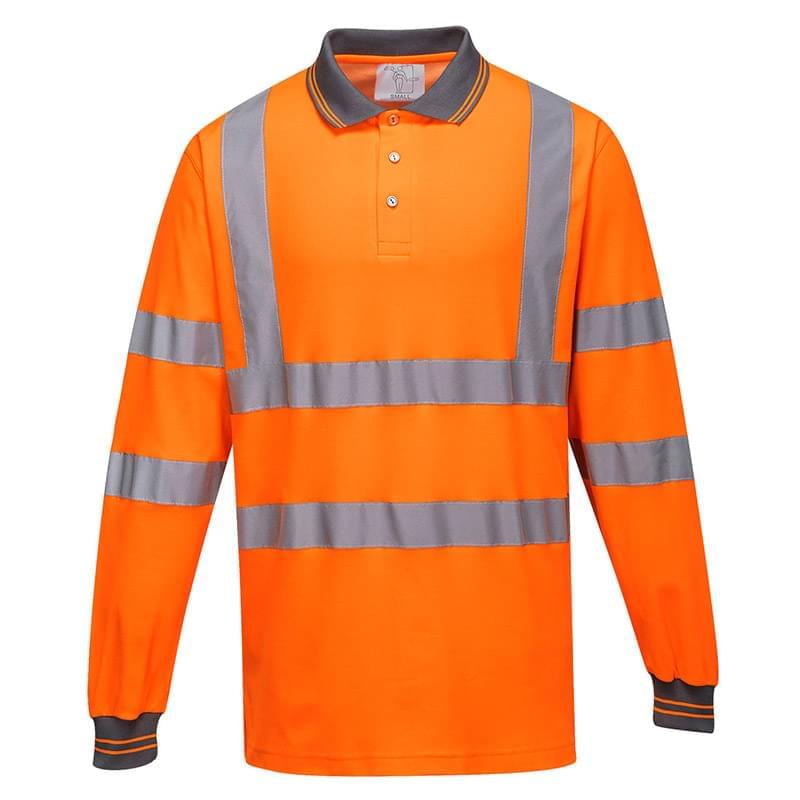 Portwest Cotton Comfort Polo  Long Sleeves Orange