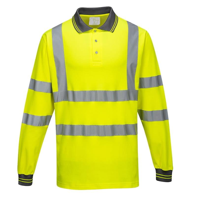 Portwest Cotton Comfort Polo  Long Sleeves Yellow