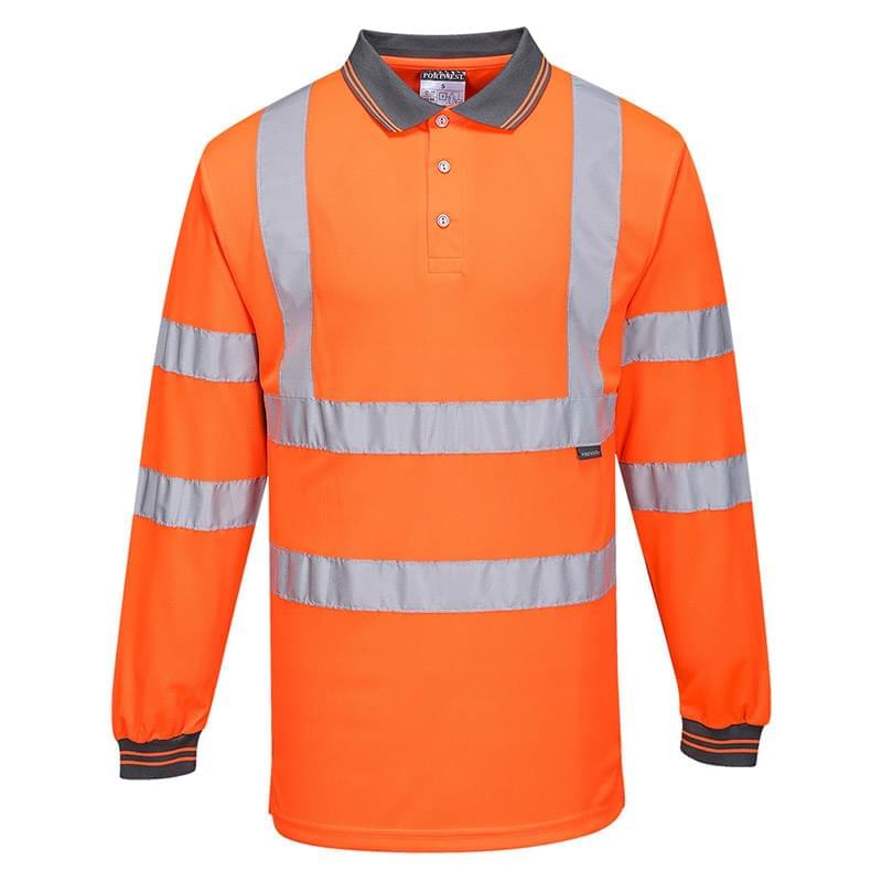 Portwest Hi-Vis Polo Shirt  Long Sleeves Orange