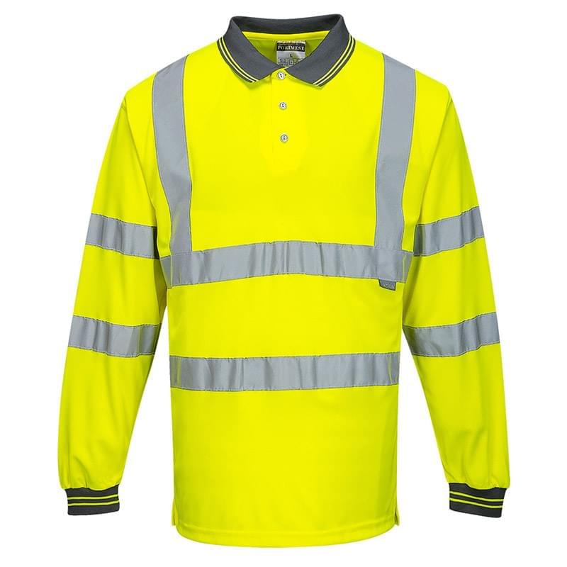 Portwest Hi-Vis Polo Shirt  Long Sleeves Yellow