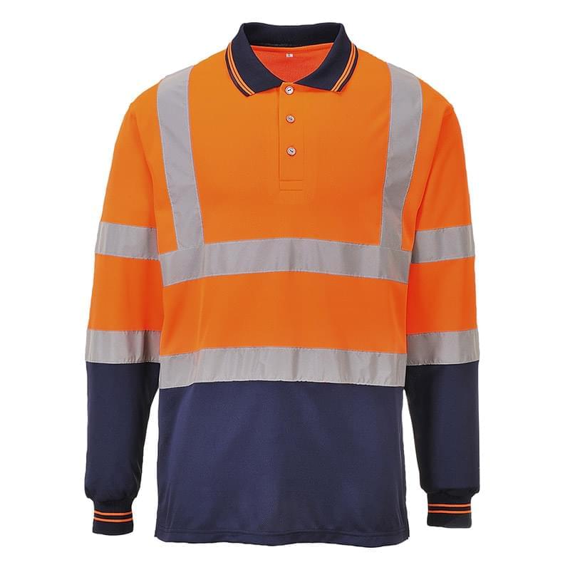 Portwest Two-Tone Long Sleeved Polo Orange/Navy Orange/Navy