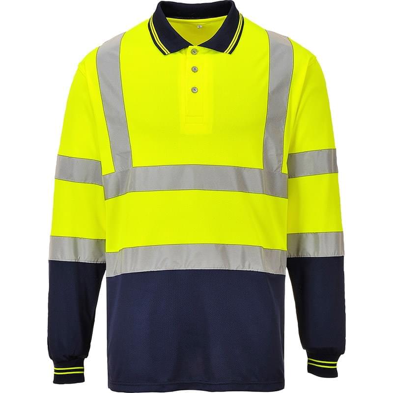 Portwest Two-Tone Long Sleeved Polo Yellow/Navy Yellow/Navy