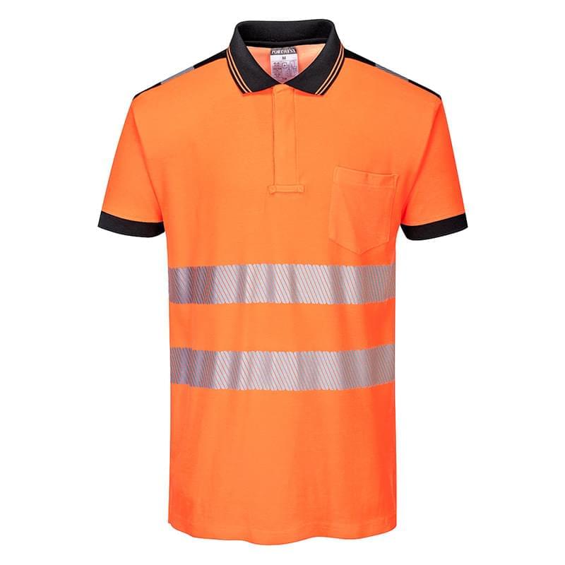 Portwest PW3 Hi-Vis Polo Shirt  Short Sleeves Orange/Black