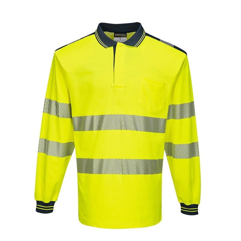 Portwest PW3 Hi-Vis Polo Shirt  Long Sleeves Yellow