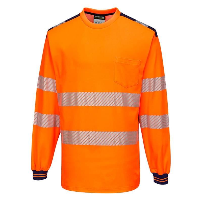 Portwest PW3 Hi-Vis T-Shirt  Long Sleeves Orange