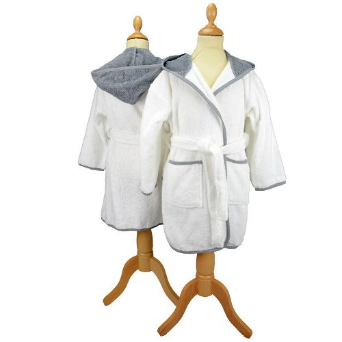 A & R Towels Artg Boyzz & Girlzz Hooded Bathrobe White/Anthracite Grey