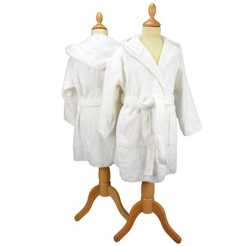 A & R Towels Artg Boyzz & Girlzz Hooded Bathrobe White