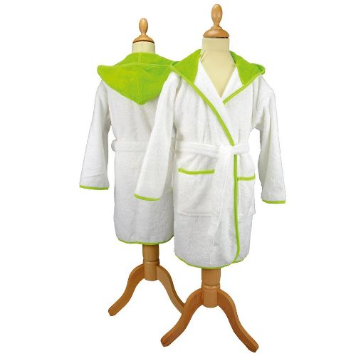 A & R Towels Artg Boyzz & Girlzz Hooded Bathrobe White/Lime Green