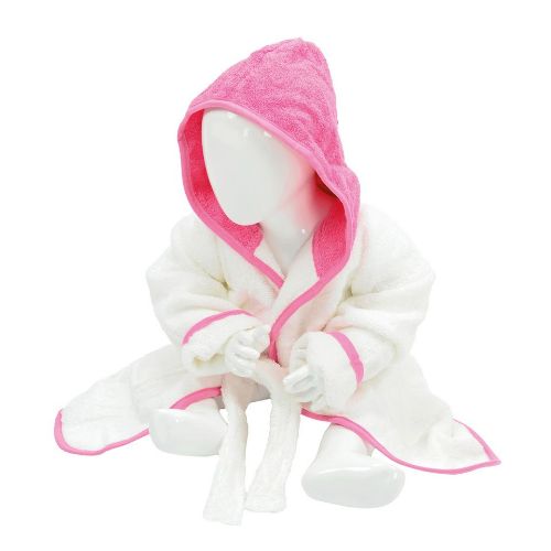 A & R Towels Artg Babiezz Hooded Bathrobe White/Pink