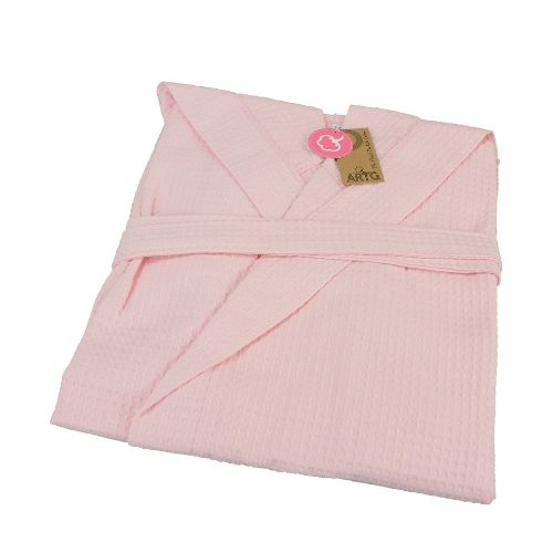 A & R Towels Artg Waffle Bathrobe With Hood Light Pink