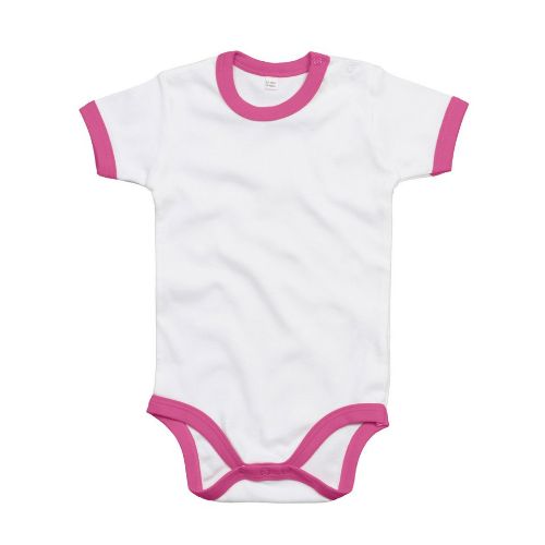 Babybugz Ringer Bodysuit Organic White/Bubblegum Pink