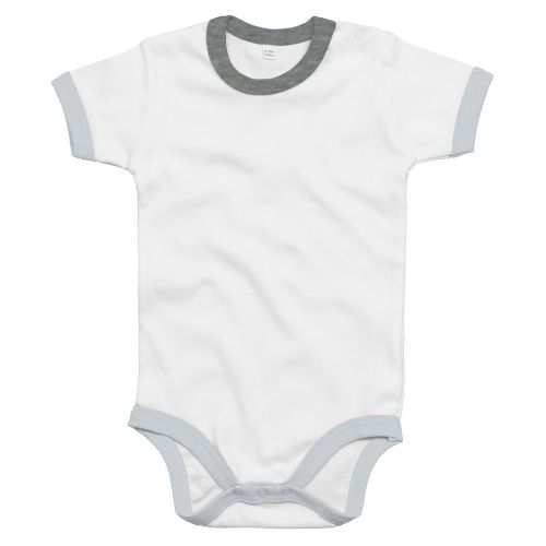 Babybugz Ringer Bodysuit White/Heather Grey Melange