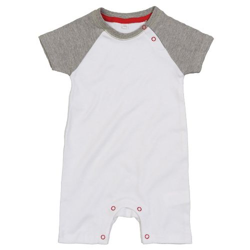 Babybugz Baby Baseball Playsuit White/ Heather Grey Melange/Red