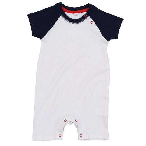 Babybugz Baby Baseball Playsuit Organic White/ Navy/Red