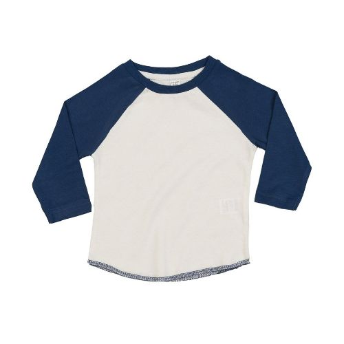 Babybugz Baby Baseball T Organic Washed White/ Swiss Navy