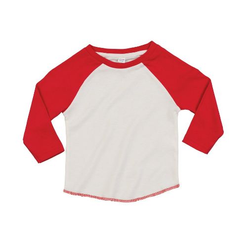 Babybugz Baby Baseball T Organic Washed White/ Warm Red