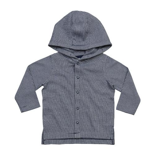 Babybugz Baby Stripy Hooded T Organic White/Nautical Navy