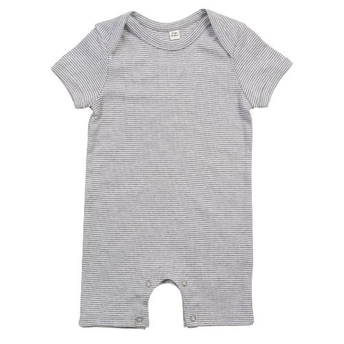 Babybugz Baby Striped Playsuit White/ Heather Grey Melange