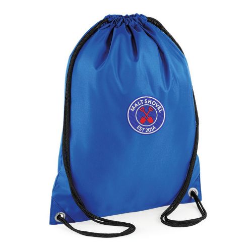 Malt Shovel Bagbase Budget Gymsac Royal With Printed Initials