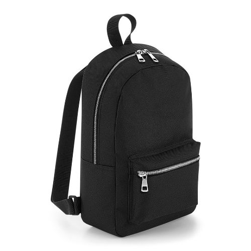Bagbase Metallic Zip Mini Backpack Black/Silver