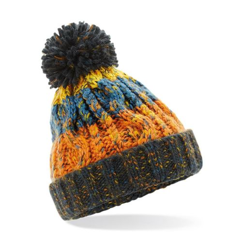 Beechfield Infant/Junior Corkscrew Pom Pom Beanie Retro Blues