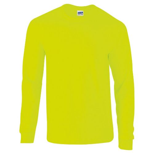 Gildan Ultra Cotton Adult Long Sleeve T-Shirt Safety Green