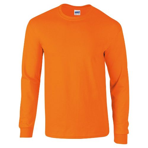 Gildan Ultra Cotton Adult Long Sleeve T-Shirt Safety Orange