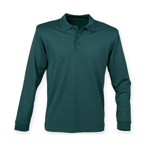 Henbury Long Sleeve Coolplus Polo Shirt Bottle