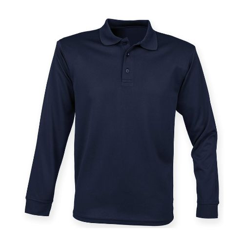 Henbury Long Sleeve Coolplus Polo Shirt Navy