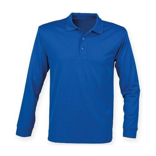 Henbury Long Sleeve Coolplus Polo Shirt Royal