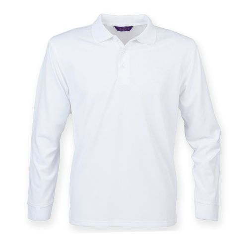 Henbury Long Sleeve Coolplus Polo Shirt White