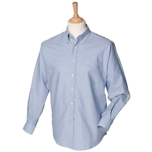 Henbury Long Sleeve Classic Oxford Shirt Blue