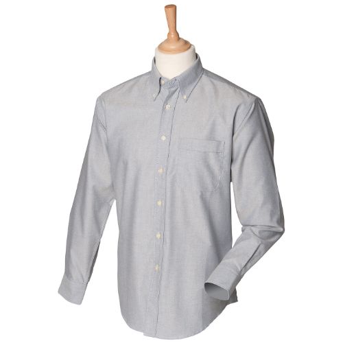 Henbury Long Sleeve Classic Oxford Shirt Light Grey