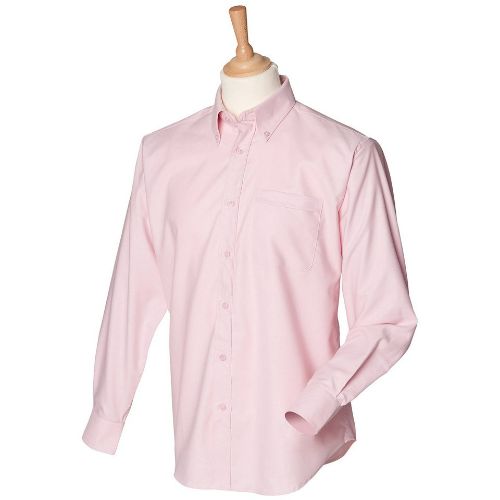 Henbury Long Sleeve Classic Oxford Shirt Pink