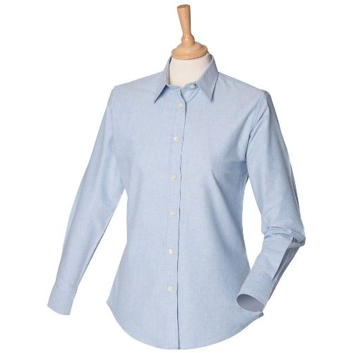 Henbury Women's Classic Long Sleeve Oxford Shirt Blue