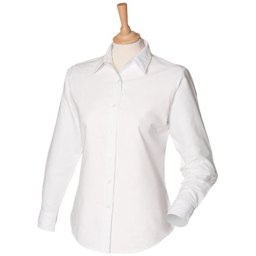 Henbury Women's Classic Long Sleeve Oxford Shirt White
