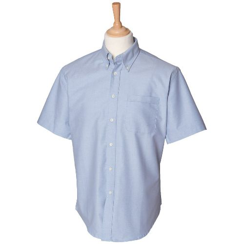 Henbury Short Sleeve Classic Oxford Shirt Blue