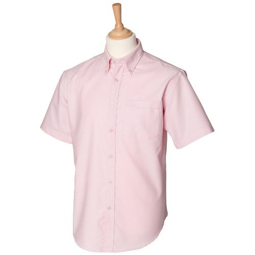 Henbury Short Sleeve Classic Oxford Shirt Pink